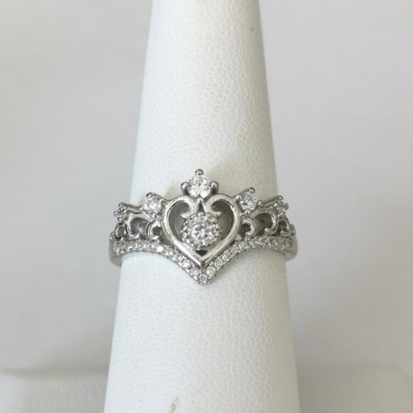 New crown tiara ring Sterling Silver CZ size 8 - Picture 5 of 16